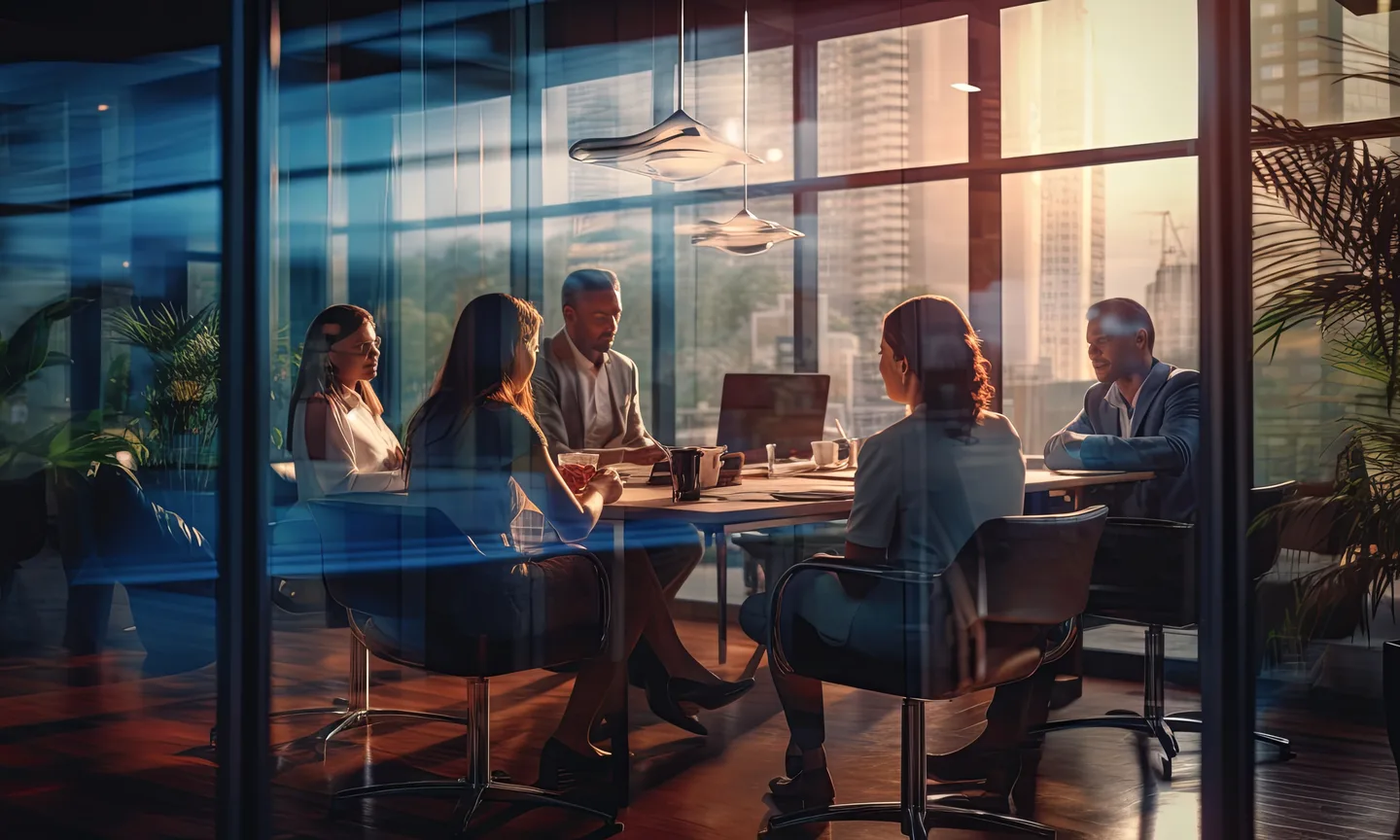 Leaders gathered around a conference table